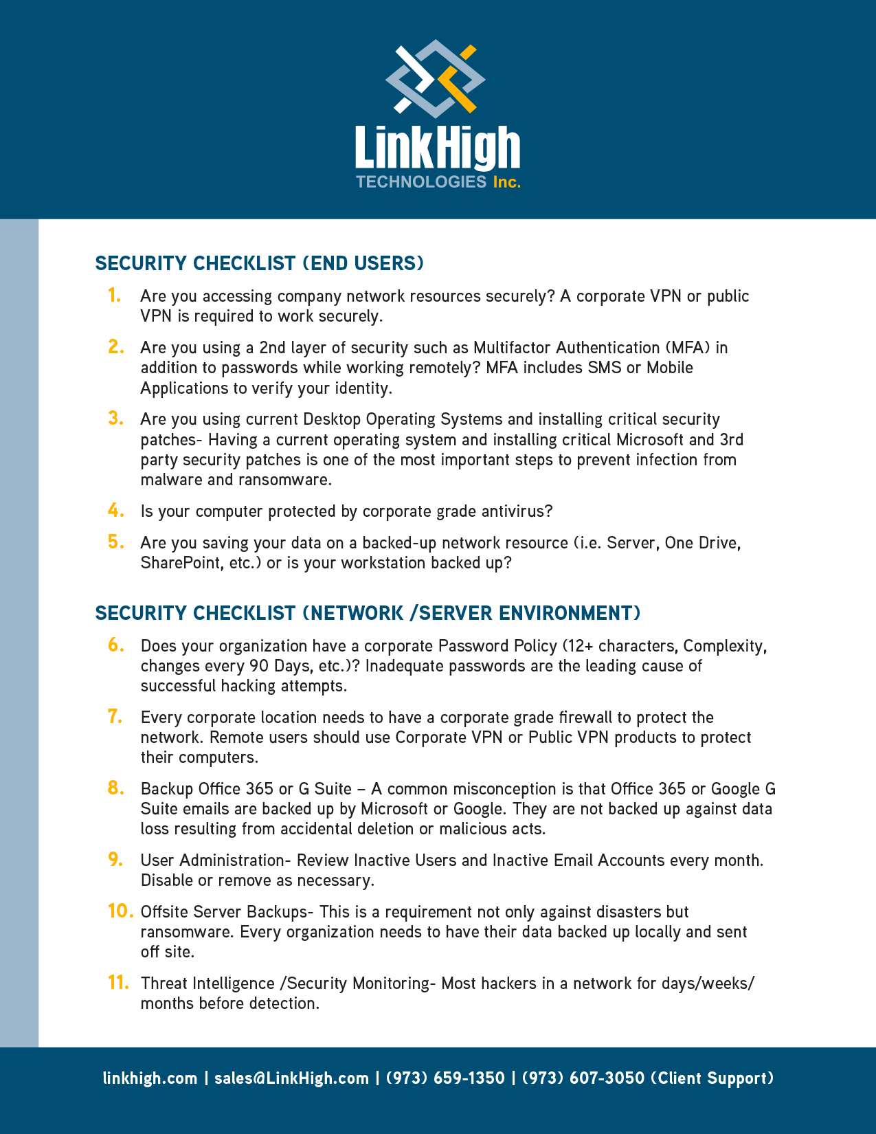 1-sheet document designed for LinkHigh Technologies, Inc by Sitka Creations.