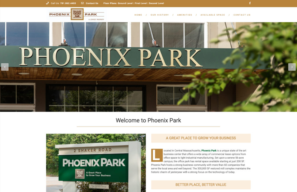 Website design for Phoenix Park. Designed by Sitka Creations.
